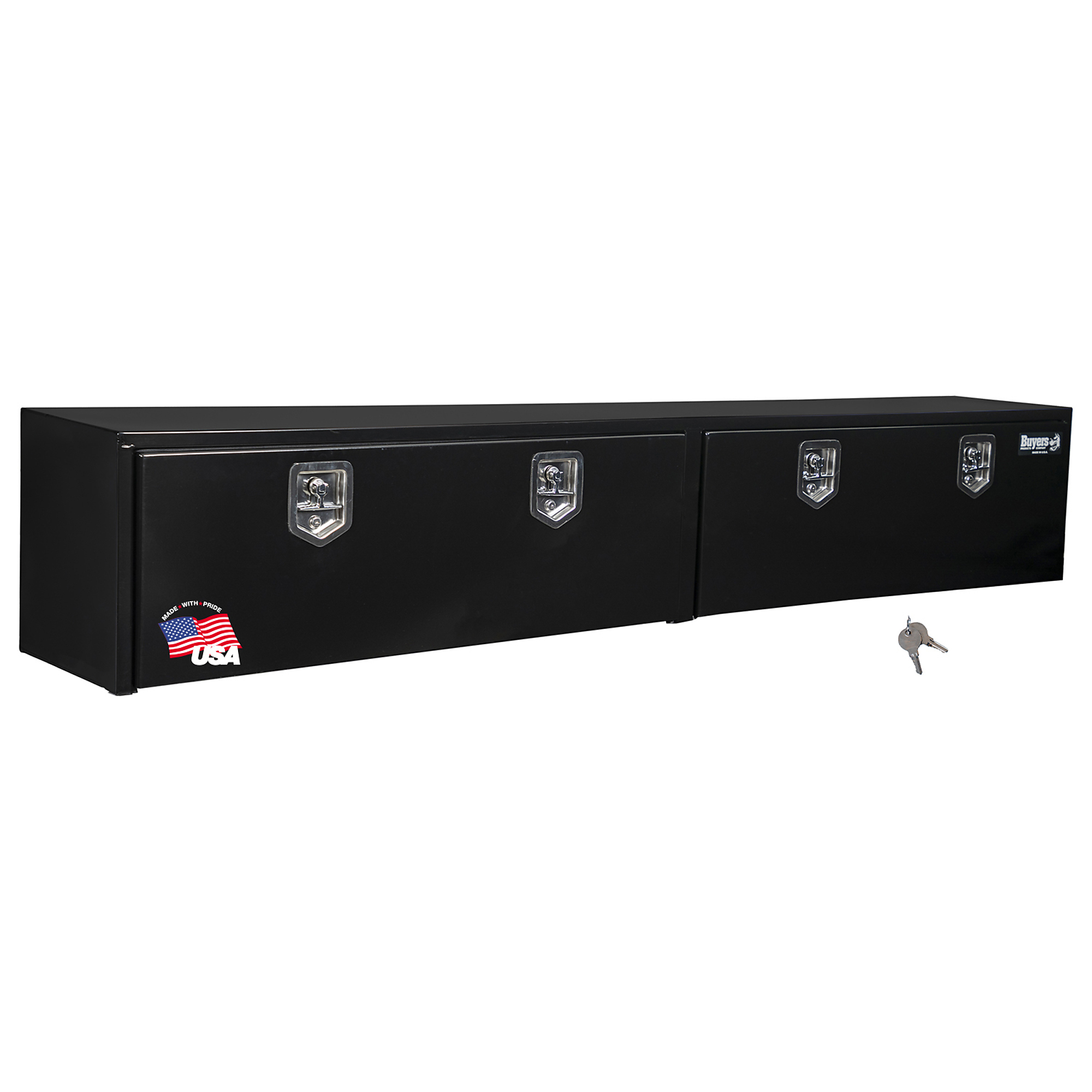 Buyers Products, 96x16x18in. Steel Topsider Truck Tool Job Storage Box, Width 96 in, Material Steel, Color Finish Glossy Black, Model# 1703020